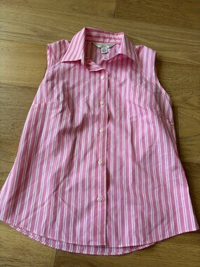 Vintage striped button down sleeveless polo womens 8